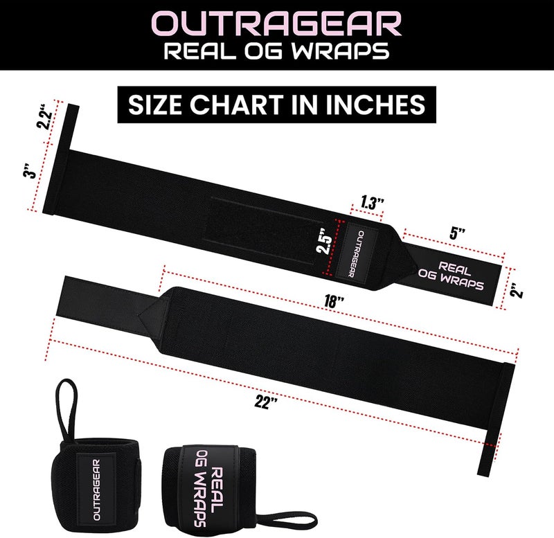 OUTRAGEAR 18" OG-Grade Wrist Wraps for Weightlifting – Heavy Duty Wrist Support with Thumb Loop & Lockdown Strap – Wrist Straps for Powerlifting, Bench Press & Gym Training - Image 2